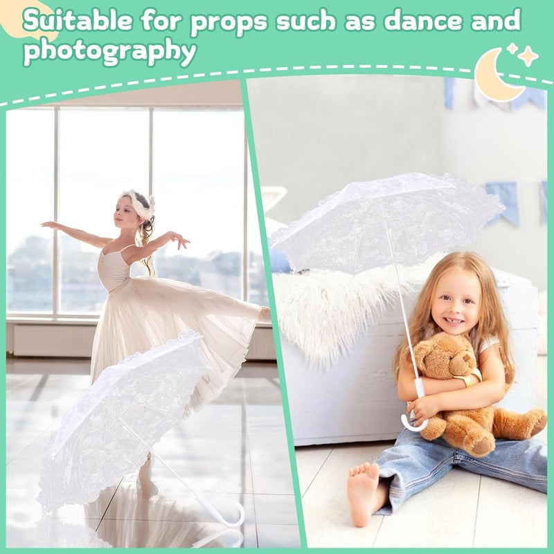 Solnique Mini Lace Embroidery Parasol for Kids – Vintage Bridal Umbrella for Wedding Flower Girls, Small Decorative Lace Parasol for Tea Party - Image 4